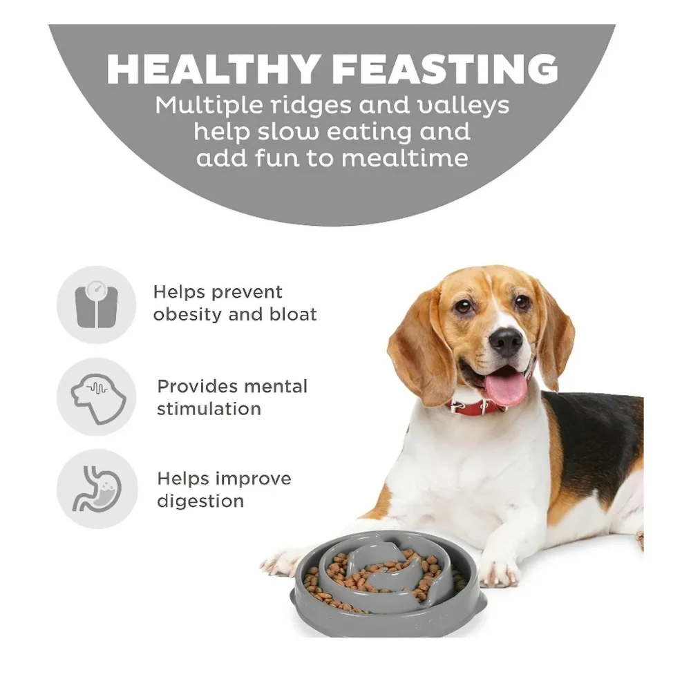 NWOT Outward Hound Fun Feeder Slo Bowl Medium Slow Feeder Dog Bowl 2 Cups Gray